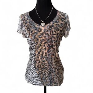 y2k animal print rhinestone top